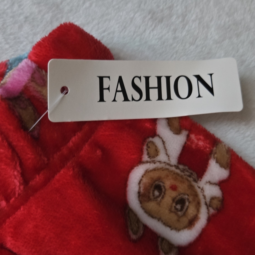 Red Women's Pajama Pants with Fun Character Print - Picture 2 of 4